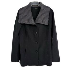 Tumi Women’s wool Alpaca Gray button front peacoat Size Large Shawl Collar